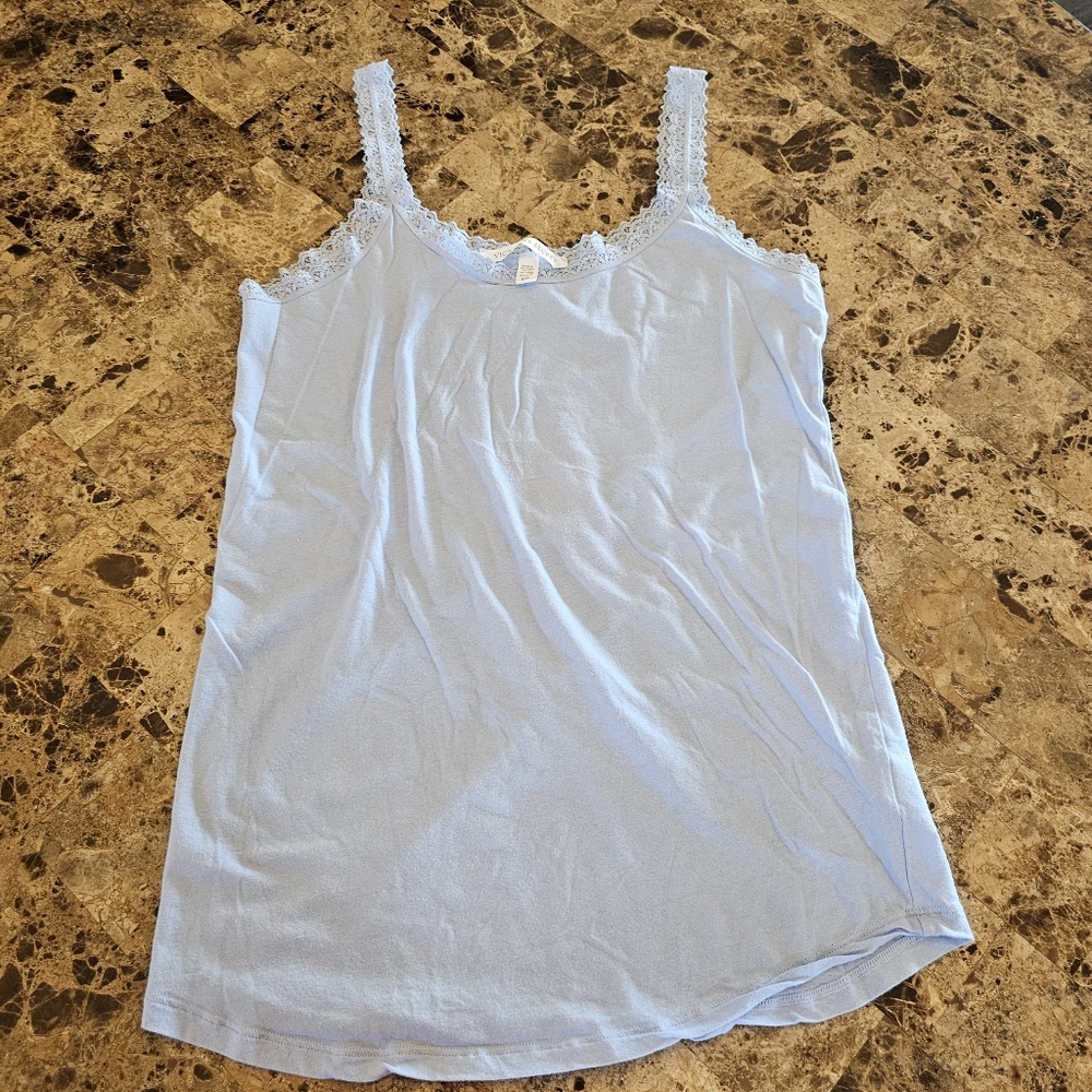 Victoria’s Secret Tank Top Cami Light Blue Lace Trim Size Small SP Petite